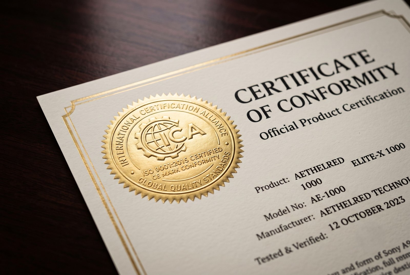 PCoC product certificate of conformity