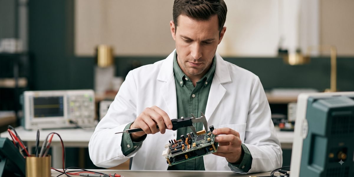 Engineer checking a component against SASO Technical Regulation standards