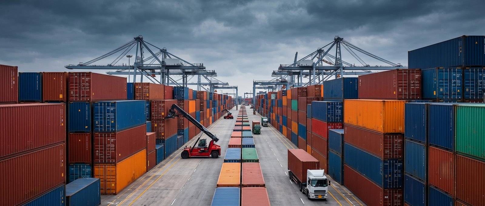 Shipping containers at Saudi Arabia port awaiting customs clearance